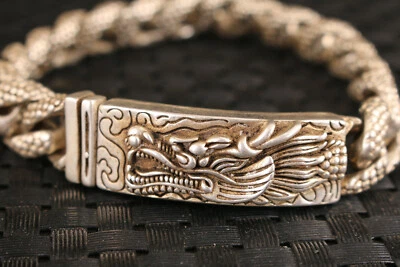 Genial Pulsera Estatua Dragón Plata Tibetano Chino Hombre Niño Joya Regalo Foto 1 de 4