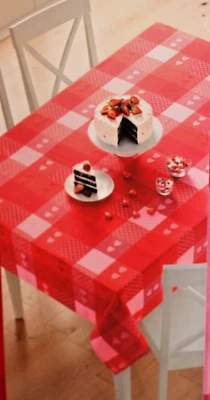 Celebrate Valentine's Day Heart Plaid Fabric Tablecloth 60 in x 84 in Oblong NEW - Image 1 of 2