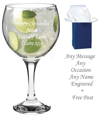 Personalised Gin Glass Gin & Tonic Birthday Present Engraved Gift