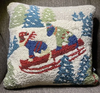 Almohada Chandler 4 Esquinas DARING DOGS Trineo Laura Megroz Lana Enganchada 18" Foto 1 de 4