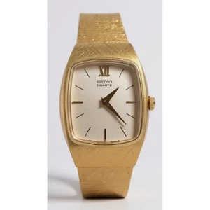 Reloj de vestir vintage Seiko cuarzo tono dorado para dama movimiento Japón - Imagen 1 de 9