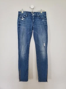 MOTHER The Looker Ankle Zip Distressed Women's Skinny Jeans in Grafitti Girl 26 - Picture 1 of 9