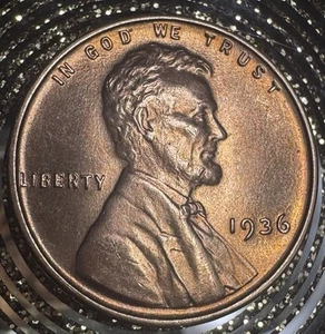 1936 Lincoln Wheat Cent Red BU - Picture 1 of 2