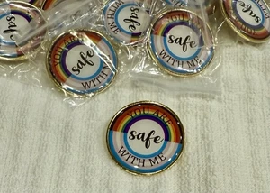 YOU ARE SAFE WITH ME - LOT of 25 Enameled Pins Buttons LGBTQ Gay Pride Flag NEW - Picture 1 of 5