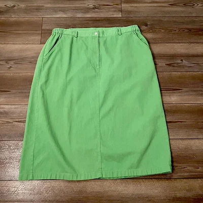 Falda informal de pana Susan Bristol para mujer 22 W midi verde bolsillos con botones Foto 1 de 4