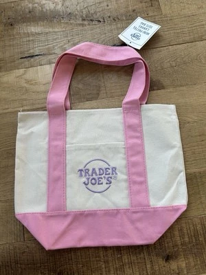 TRADER JOE'S New With Tag Trader Joe’s Mini Pastel Canvas Tote Bag Pink