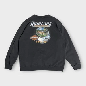 Harley Davidson Sweatshirt Mens Large Black Graphic Mountain Maryland Biker Moto - Picture 1 of 13