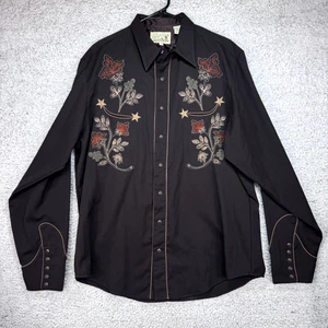 Vintage Roper Western Hemd Herren Gr. XL Blumen bestickt Perlen Druckknopflasche - Bild 1 von 9