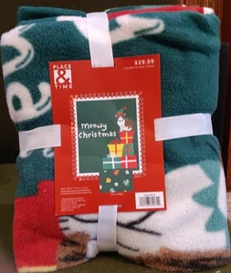 Place & Time Holiday No Sew Throw Maullido Navidad 48" x 60" Nuevo - Imagen 1 de 3