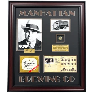 Al Capone Owned Manhattan Brewing Original Artifacts Framed Mafia Mob Label Cap - Picture 1 of 10