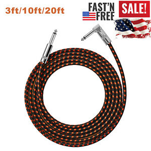 Electric Guitar Bass Instrument Cable Noiseless Pedal AMP Cord 1/4" 3ft 10 20 FT