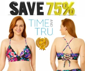 Time And Tru Women's SIZE S 4-6  Longline Swim Women's Longline - Picture 1 of 17