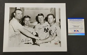 JOHNNY MIZE-ED LOPAT-TOM HENRICH-TOM FERRICK Signed 8x10 Photo-YANKEES-PSA - Picture 1 of 5