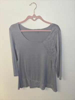 Mujer Babydoll Encaje Top Camisa Blusa Talla Med Whimsigoth Y2K Hada Grunge Gris Foto 1 de 4
