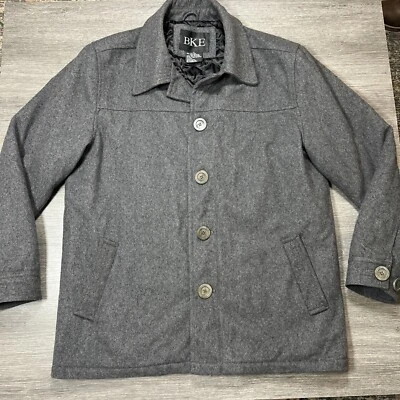 Abrigo Abrigo BKE Para Hombres Lana Chaquetón Para Hombre XL Gris Chaqueta Trabajo Vestido Botón Foto 1 de 4