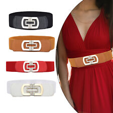 Women Ladies Classic Belt Elasticated Wide Stretch Fashion Waistband for Dresses