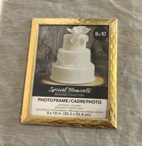 Special Moments Memories Collection Golden Sealed 8x10" Photo Frame Easel Stand - Picture 1 of 2