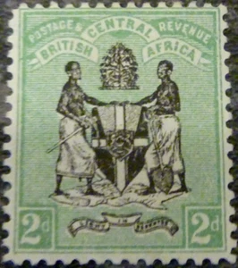 BRITISH CENTRAL AFRICA POSTAGE STAMP SG33 2D BLACK & GREEN LIGHTLY MOUNTED MINT - Picture 1 of 2