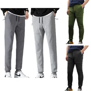 Men's Fleece Slim Trackpant Sport Joggers w Zipped Pockets Gym Casucal Trousers - Picture 1 of 20