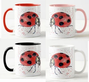 Taza de color color para damabird ladybug animales acuarela arte - Imagen 1 de 9