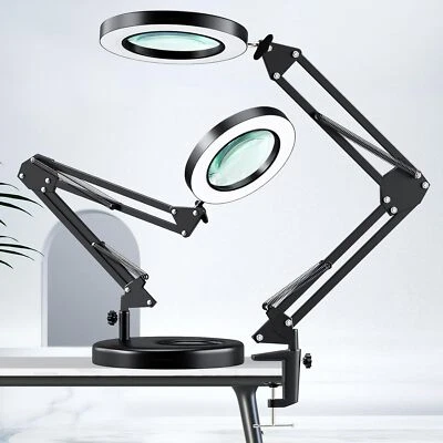 Magnifier LED Lamp 10X Magnifying Glass Desk Table Light Reading Lamp With Base - Image 1 of 4