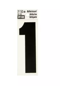 Hy-Ko 3” Reflective Black Vinyl House Number 1 Self Adhesive-10 pk - Picture 1 of 3