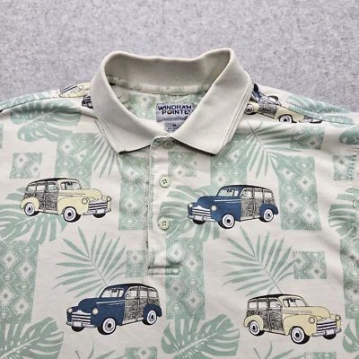 Camisa Polo Windham Pointe Para Hombre Mediana Vintage Diseño Coche Mezcla Algodón Multicolor Foto 1 de 4