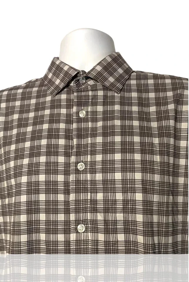 Camisa Tallia Hombre L Botón Frontal L/S Puños Abatibles, Gris/Negro/Blanco Cuadros. A-2 Foto 1 de 4