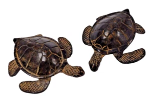 Pair of Cast Iron Turtle Figure Statue Paperweight Home Garden Decor 5.5"Lx4.5"W - Picture 1 of 6