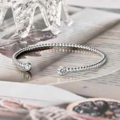 1ct Cuff Bracelet 18K White Gold Diamond Test Pass Lab-Created VVS1/D/Excellent - Image 1 of 4