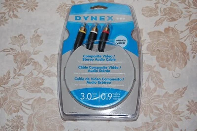 Cable de 3 pies Dynex DX-AV060 RCA Premium compuesto chapado en oro de audio/vídeo A/V HDTV Foto 1 de 2