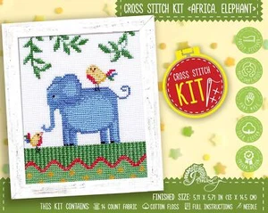 Adorable Kit de Punto de Cruz de Elefante Africano Hágalo usted mismo Bordado de Animales Patrón Contado - Imagen 1 de 10