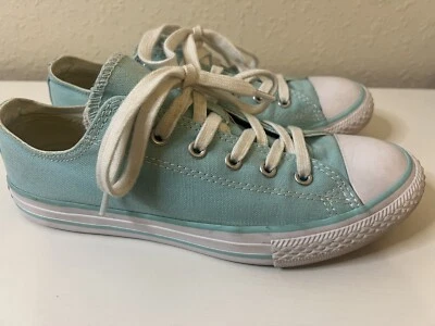 Converse All Star Low Top Chuck Taylor Teal Blue Canvas Shoes Size 6 Dbl Tongue - Image 1 of 4