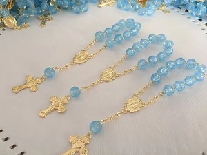 50 Recuerdos De bautizo /Mini Rosary BLUE Baptism Favors / Communion Favors - Picture 1 of 5