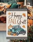 New Happy Fall Y'all Garden Flag Decor Pumpkin Vintage Truck Farmhouse Autumn