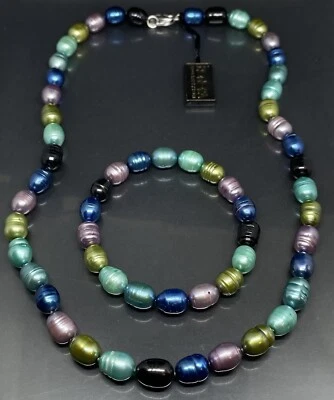 Honora Women’s Necklace Stretch Bracelet Set Multicolor Freshwater Pearls - Image 1 of 4
