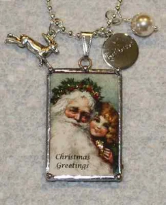 BELLISSIMA COLLANA CARTOLINA REVERSIBILE AUGURI DI BABBO NATALE VITTORIANA - Foto 1 di 2