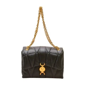 VERSACE Kleio quilted shoulder bag Versace lamb leather black gold - Picture 1 of 15