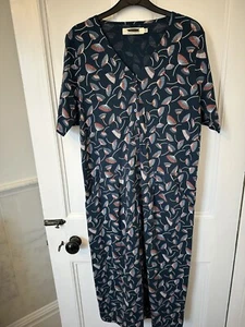 Ladies Seasalt Jersey Navy Maquette Floral Midi Dress Organic Cotton 10 New - Picture 1 of 9