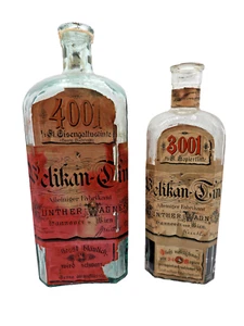 +ANTIK+ Günther Wagner PELIKAN 4001 & 3001 / Tintenflaschen / mit Etikett c1900 - Bild 1 von 10