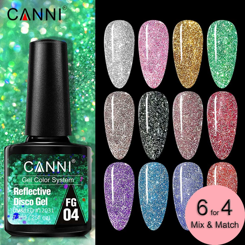 CANNI® Reflective Disco Gel Sparkle Soak Off UV LED Super Bright Nail Gel Polish - Image 1 of 4