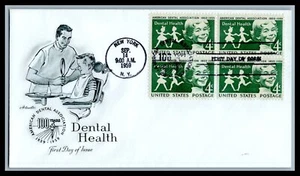 US FDC # 1135 4c Dental Health Artmaster block  1959, 9K586 - Picture 1 of 1
