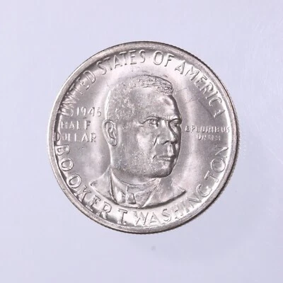 Raw 1946-S Booker T Washington 50C Silver Half Dollar Commemorative Coin - Image 1 of 2