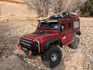 TRAXXAS TRX4 Land Rover Defender Red Upgraded 4x4 2 Speed - Picture 1 of 19