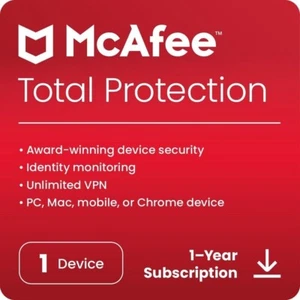 McAfee Total Protection 2024 1 Device 1 Year Antivirus 5 Minute EMAIL Delivery - Picture 1 of 6