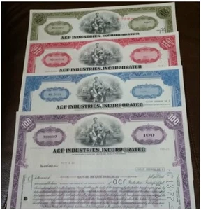 WHOLESALE LOT 100 ACF (AMERICAN CAR & FOUNDRY) STOCKS @ 50c!!! BUS & TROLLEY MFR - Picture 1 of 1