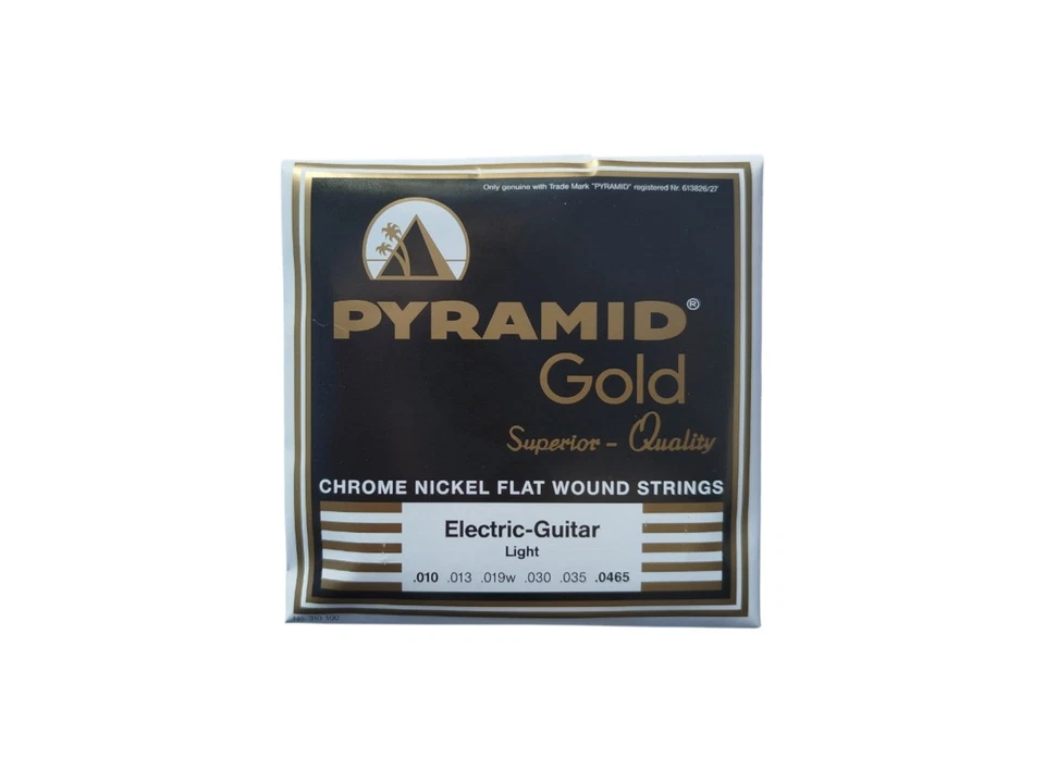 Pyramid Gold Chrome Nickel Flat Wound Strings Electric Guitar Light .010 - .0465