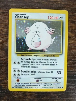 Pokemon Chansey 3/102 Holo Rare Base Set  - Image 1 of 3