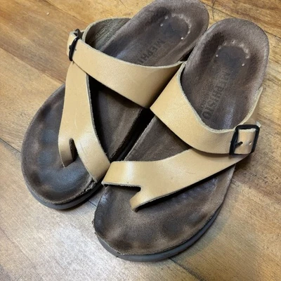 Sandálias tanga deslizante Mephisto Helen feminina EU37 US6.5 couro marrom - Imagem 1 de 4