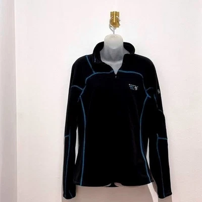 Women's Mountain Hardwear Quarter Zip Black Pullover w/ Blue Stitching - Size L - Image 1 of 4